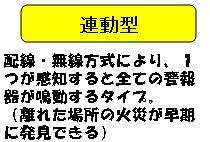 連動型　配線・無線方式により、1つが感知すると全ての警報器が鳴動するタイプ(離れた場所の火災が早期に発見できる)