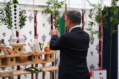 しらさわグリーンパーク野球場内改修工事安全祈願祭